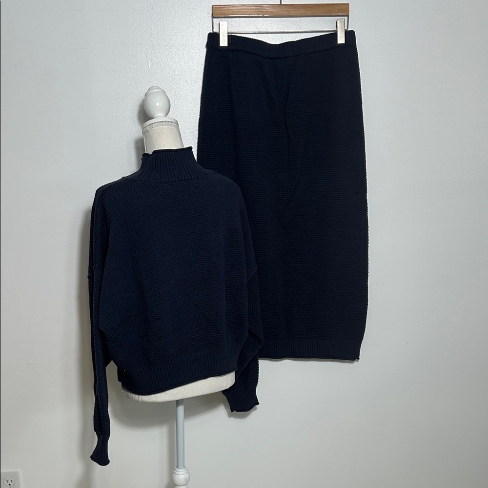 Free People Navy Knit Sweater and Skirt Set Large - Picture 6 of 7